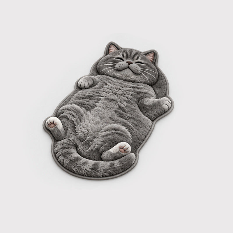 🐱Chubby tabby cat-shaped rug 🤎