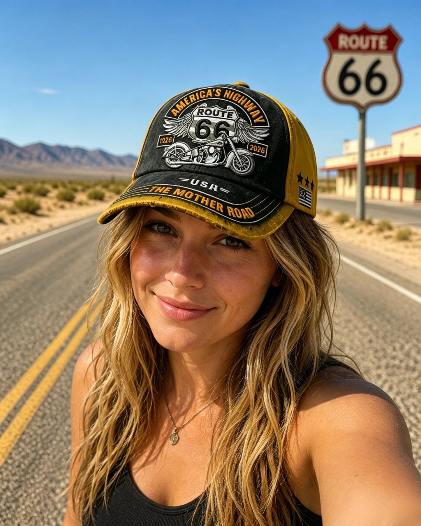 šļøRetro US Route 66 100th Anniversary Art Printed Casual Baseball Cap