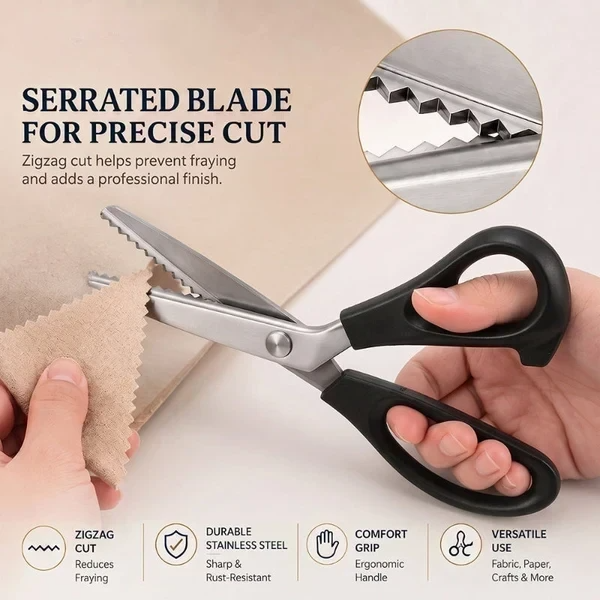 ✂️Stainless Steel Pinking Shears – 9.1" Zig Zag Fabric Scissors for Sewing, Quilting, Dressmaking & DIY Crafts