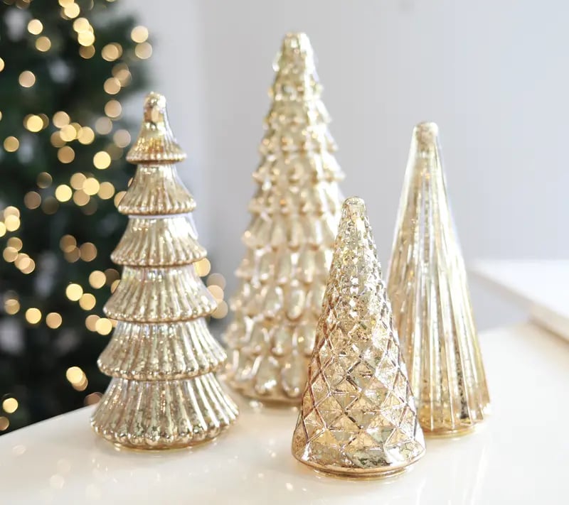 5-piece Set Of Luminous Mercury Glass Trees