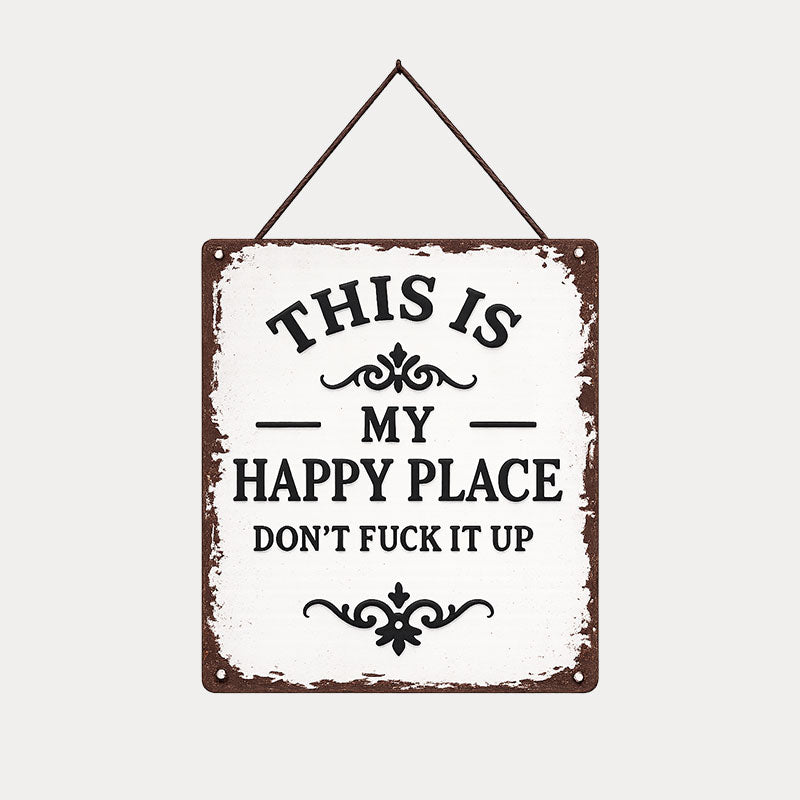 "This is my happy place" Rustic wooden hanging sign ✨🏡💖