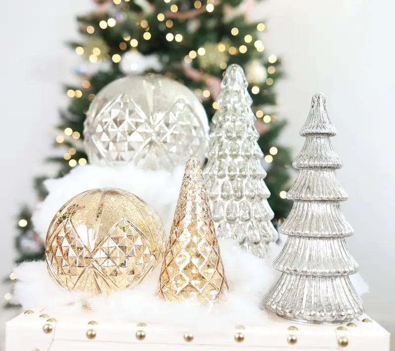 5-piece Set Of Luminous Mercury Glass Trees