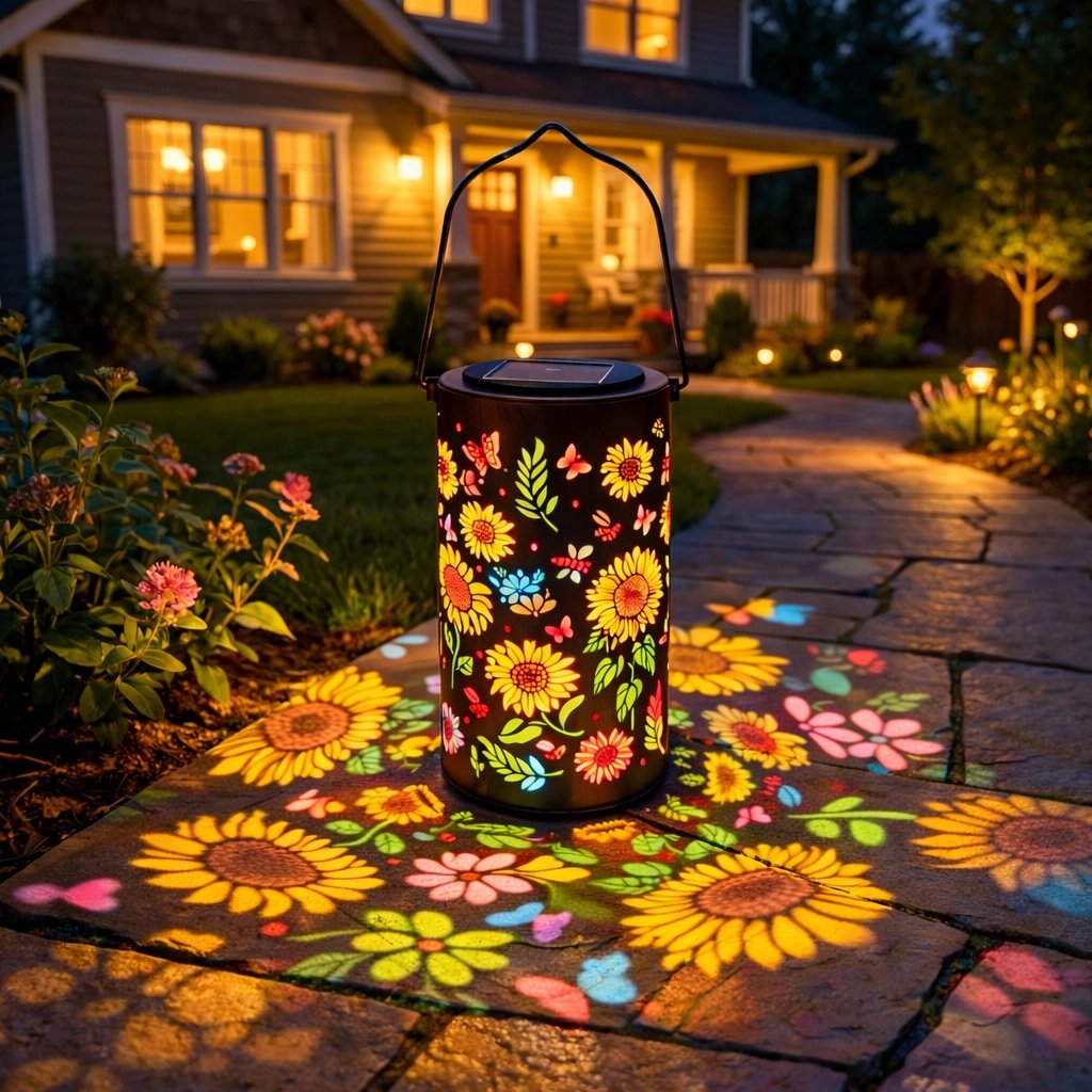 🌞Colorful solar-powered garden lantern with a sunflower light effect