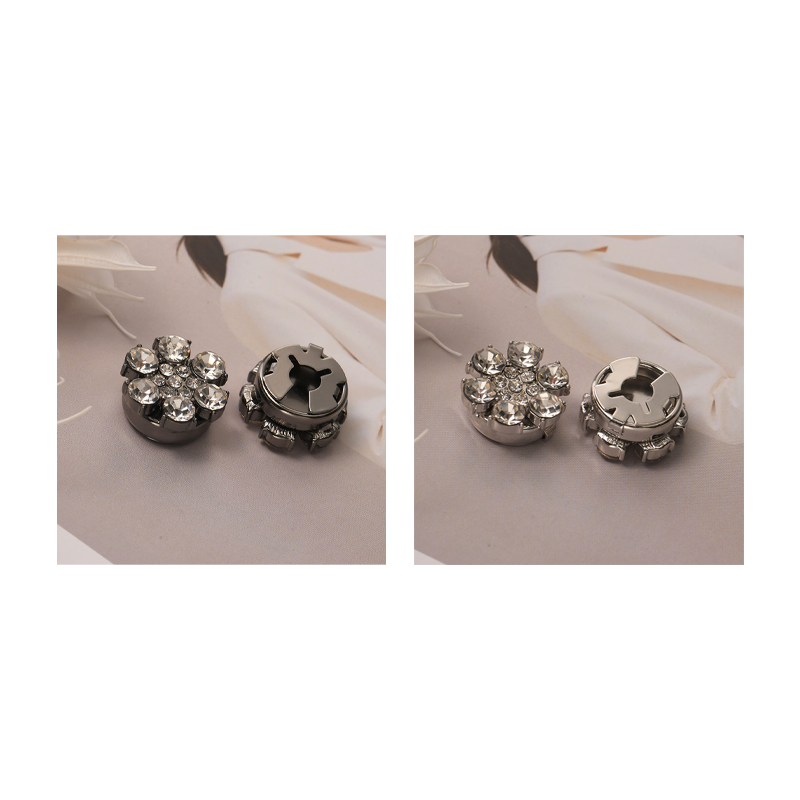 Decorative button covers with rhinestone flower design