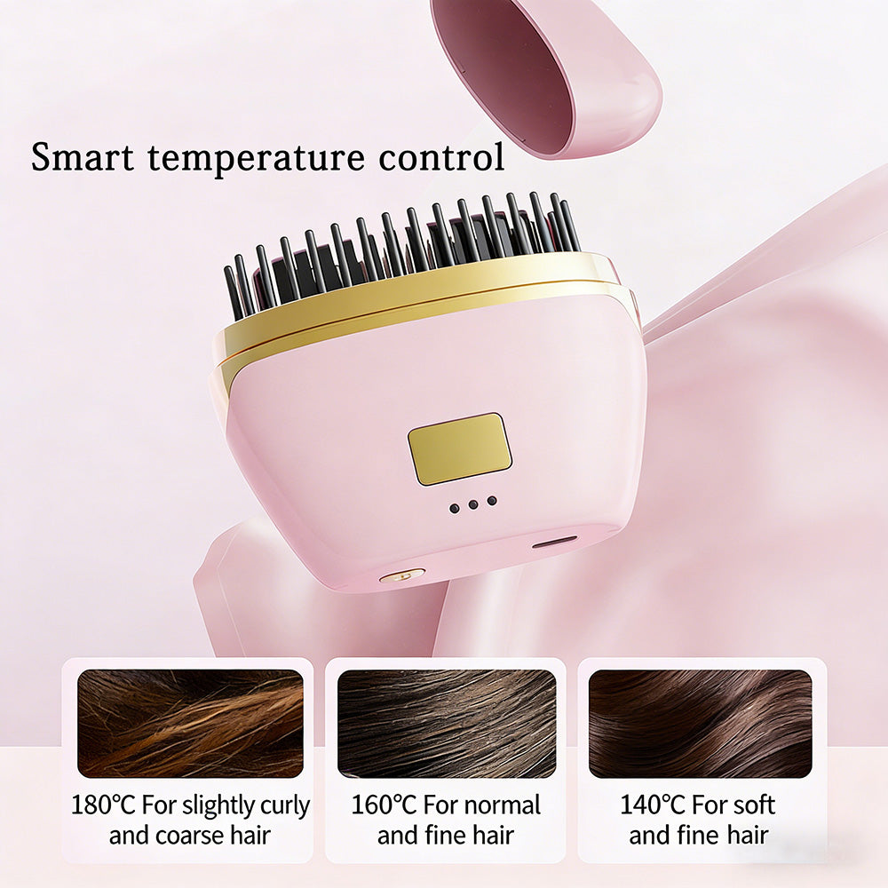 💇‍♀️Portable mini hair straightener brush with negative ions