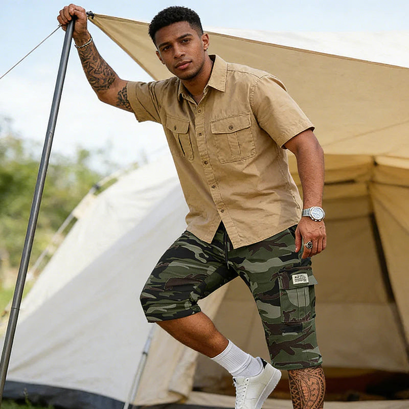 💖 Men's Camouflage Cargo Shorts – with Multiple Pockets, Adjustable Waist, and Breathable Fabric