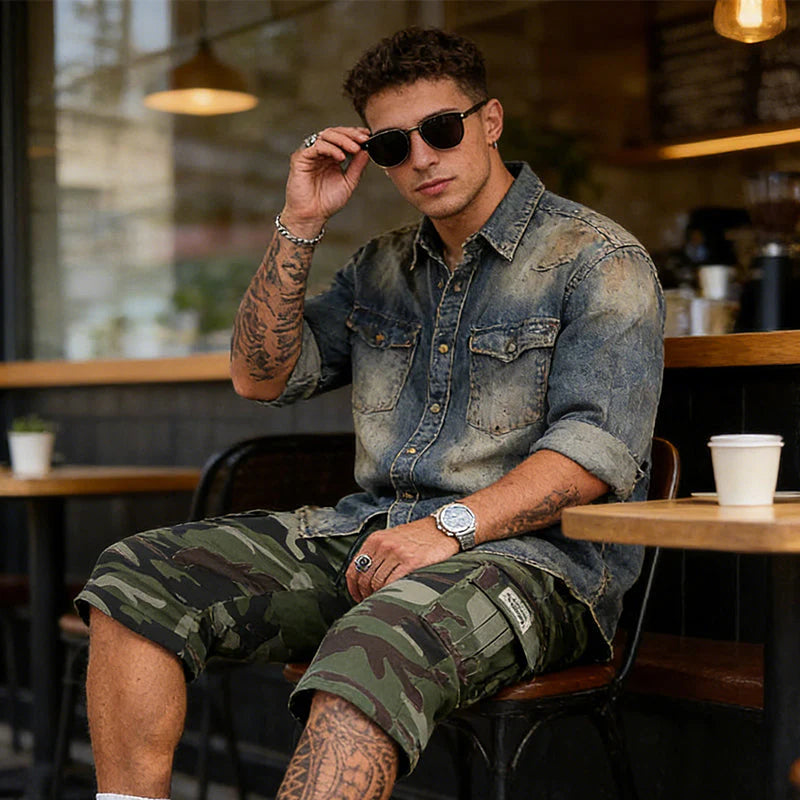 💖 Men's Camouflage Cargo Shorts – with Multiple Pockets, Adjustable Waist, and Breathable Fabric