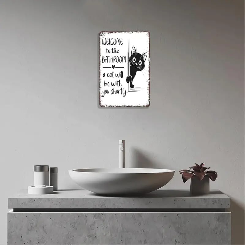 🔥Last day 49% off – Vintage black and white cat wall art