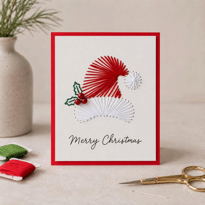 🎄🧵 DIY set for a Christmas card with string art