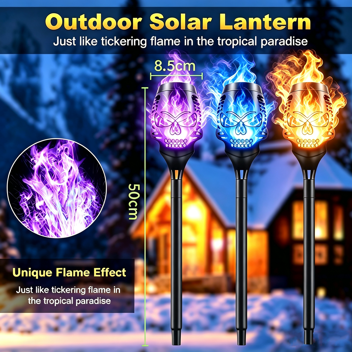 💀 Solar Skull Flame Torch Lights — Flickering Purple Flames for a Spooky Halloween Garden! ✨