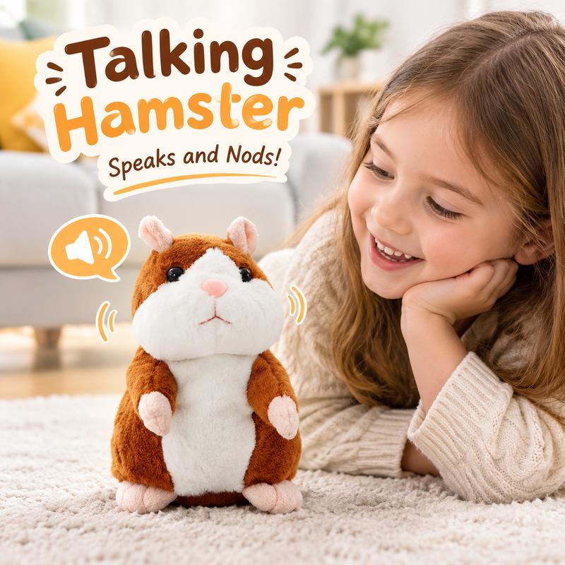 🐹 Talking hamster plush toy – repeats everything you say and shakes its head 🎁