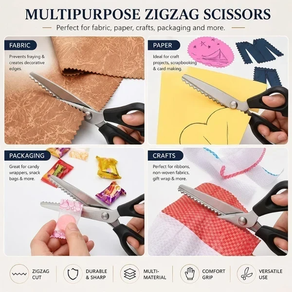 ✂️Stainless Steel Pinking Shears – 9.1" Zig Zag Fabric Scissors for Sewing, Quilting, Dressmaking & DIY Crafts