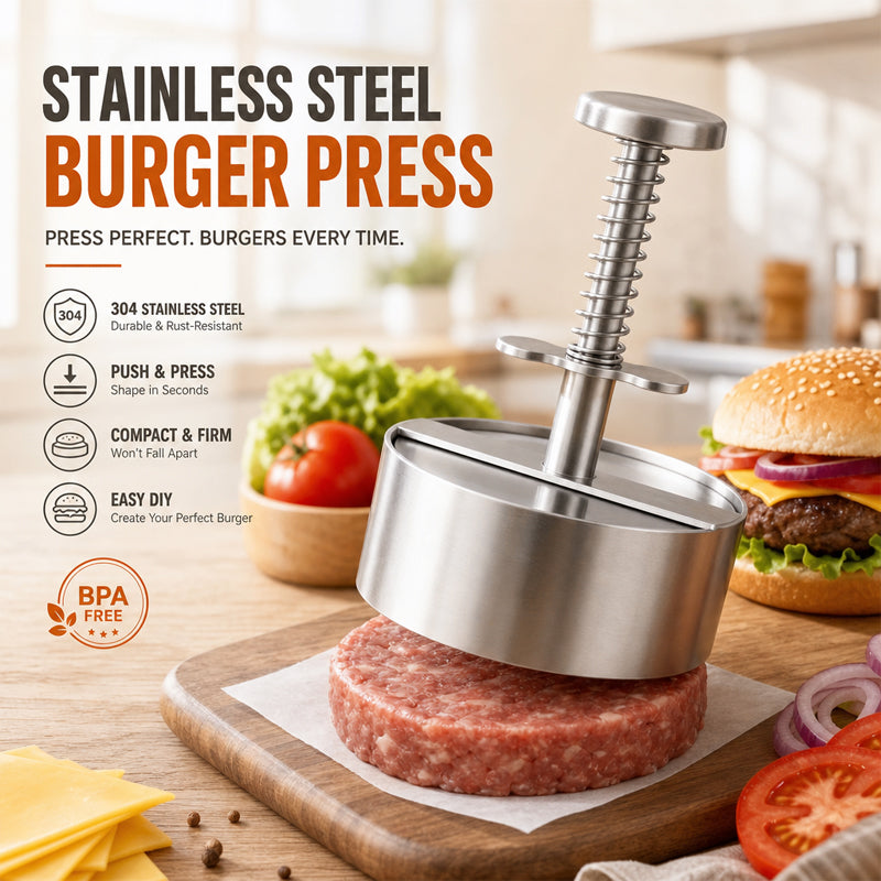 🍔 Stainless Steel Burger Press | Make Perfect Even Patties Easily