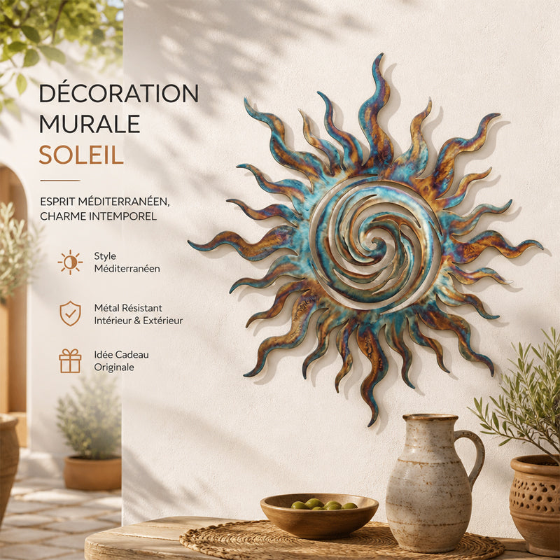 Swirling Sun Silhouette Wall Decoration for Indoor and Outdoor Use