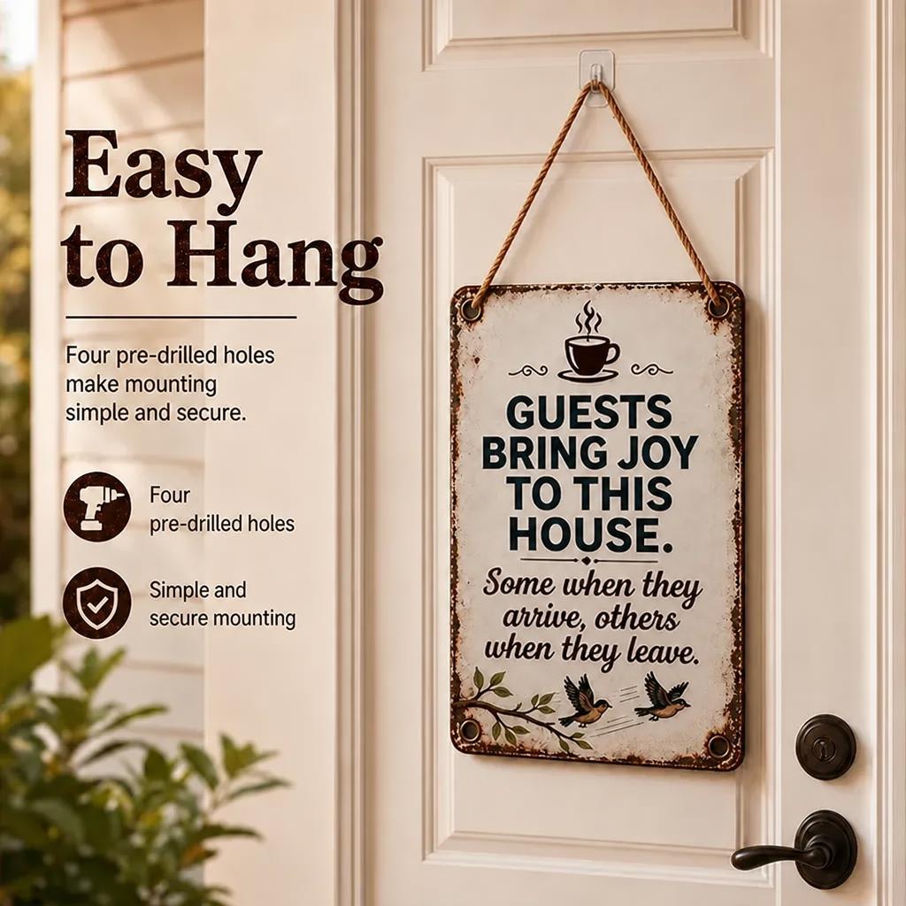 ✨🏡Cozy Welcome Metal Sign for Porch & Garden - Weatherproof Vintage Wall Decor for Front Door, Outdoor Gate & Yard Fence