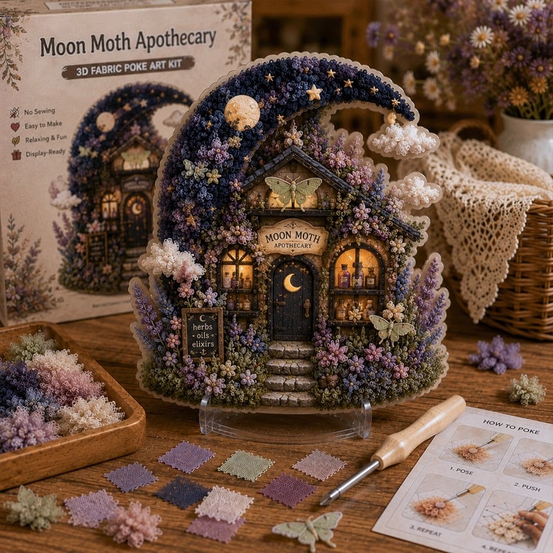 🔥 Last day: 49% off – ✨ “Whimsical Village” 3D Fabric Art Kit (Poke Art Technique)