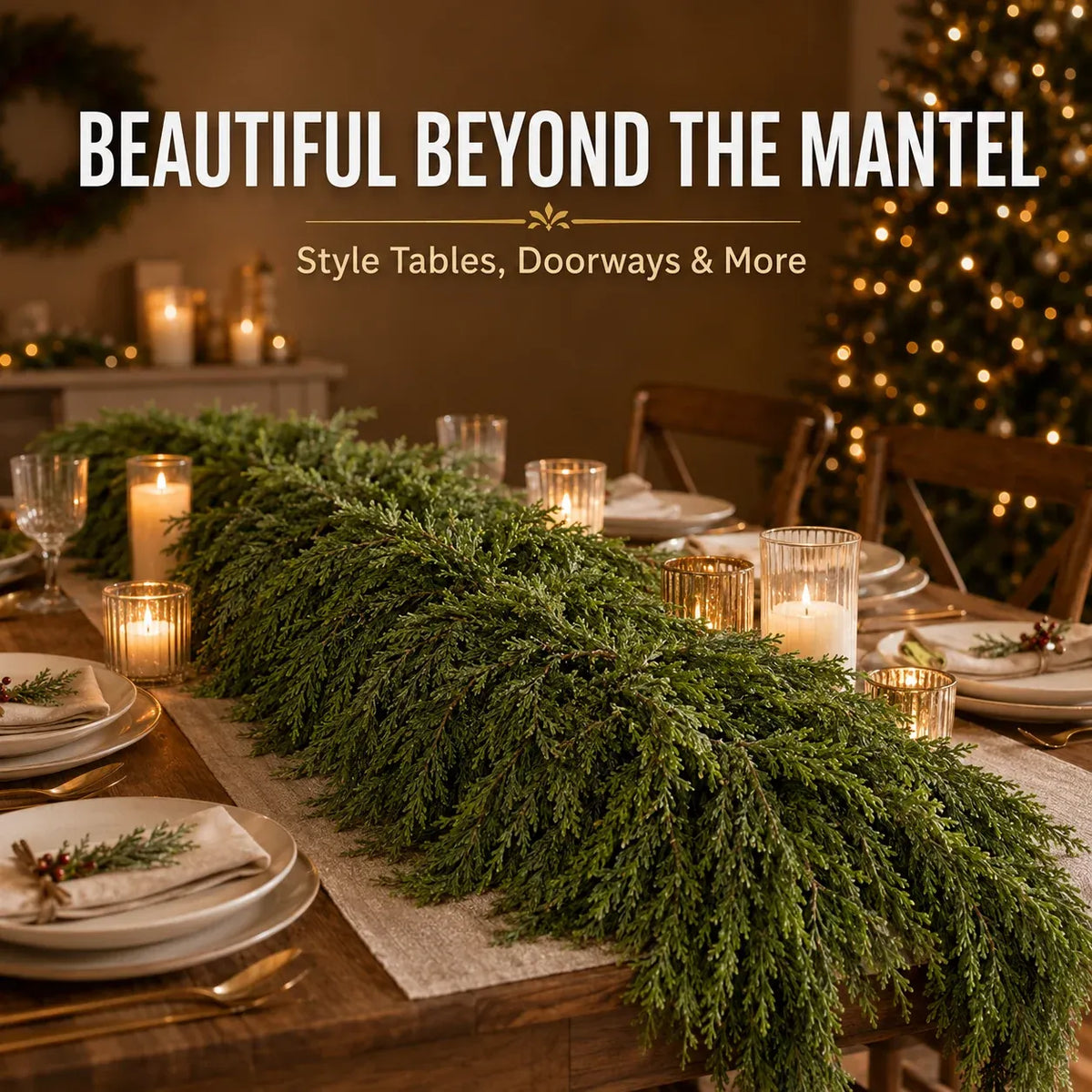 🎄 Realistic-Touch Cedar Garland — Lush Greenery for Christmas Decor