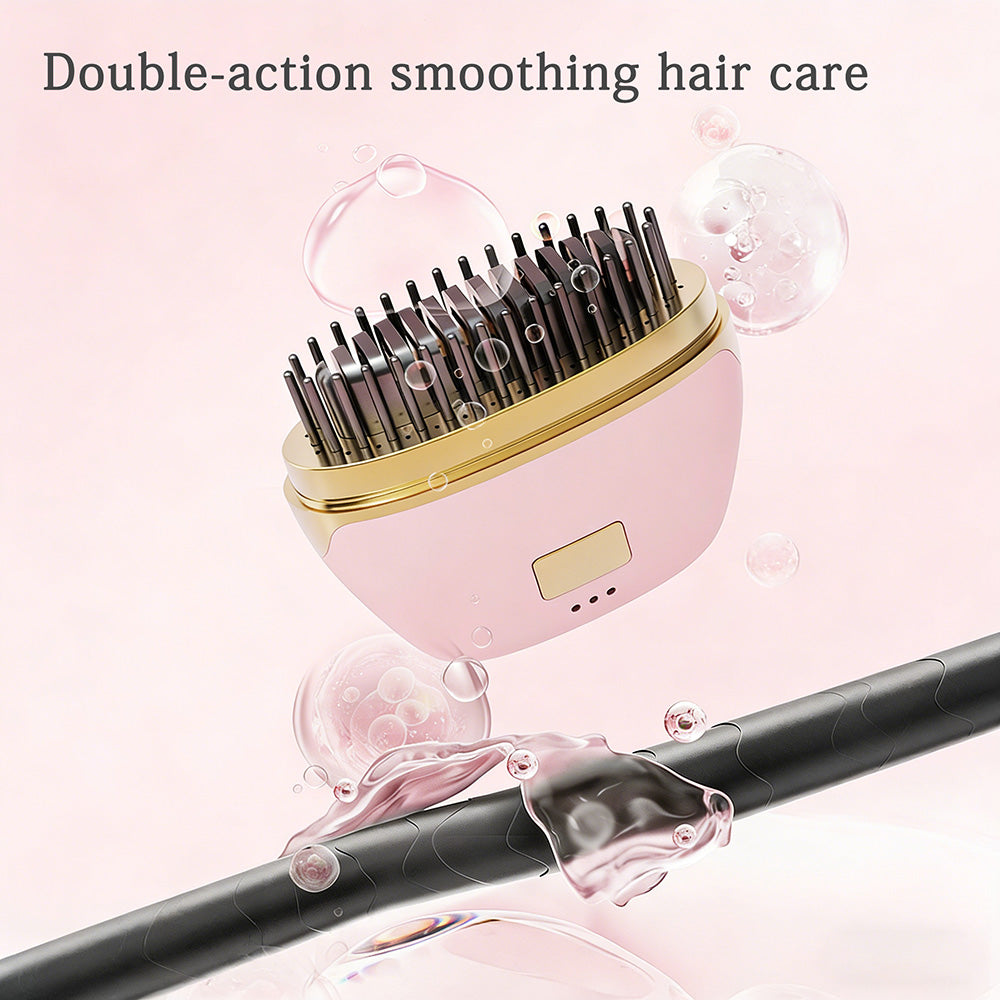 💇‍♀️Portable mini hair straightener brush with negative ions