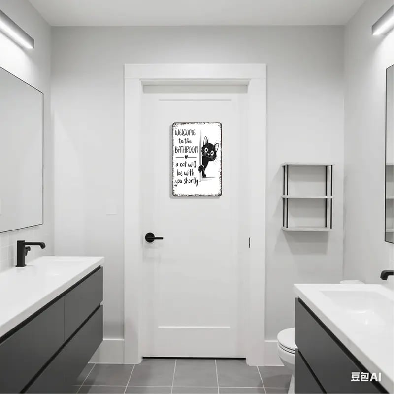 🔥Last day 49% off – Vintage black and white cat wall art