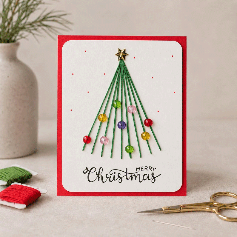 🎄🧵 DIY set for a Christmas card with string art