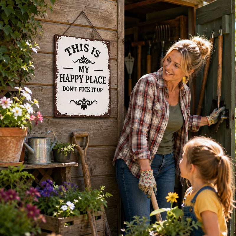 "This is my happy place" Rustic wooden hanging sign ✨🏡💖