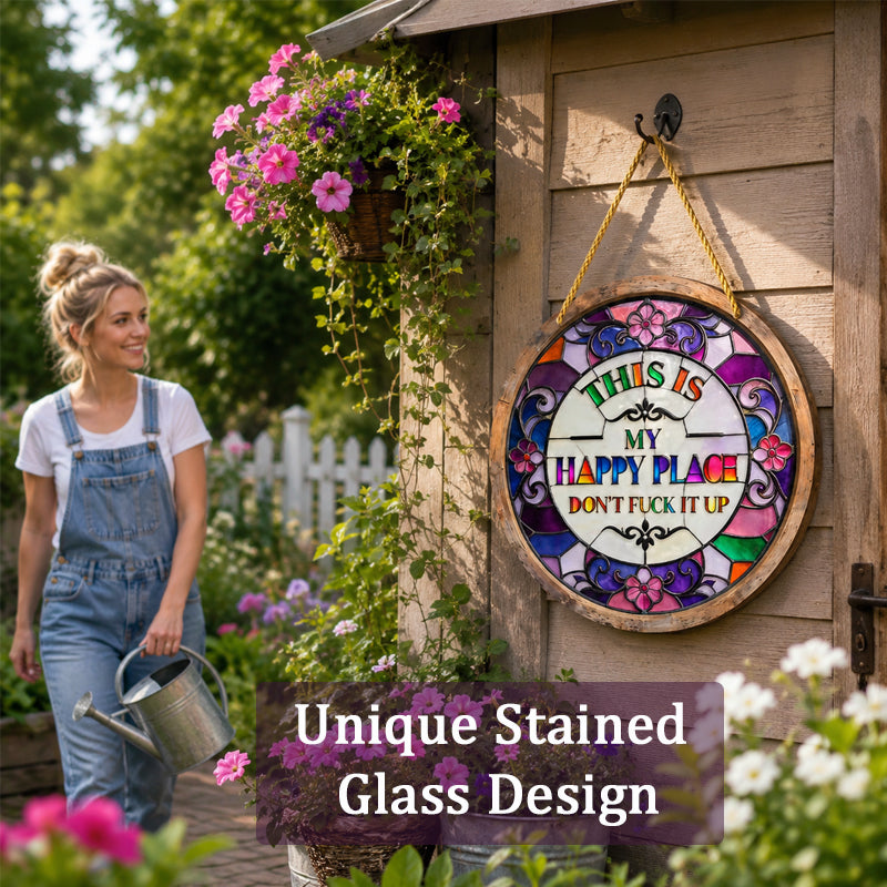 🌈Stained Glass Happy Place Hanging Decor🏡