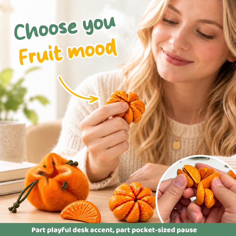 🍊Fruit-Shaped Felt Squeeze Toy | Portable Tactile Stress-Relief Toy