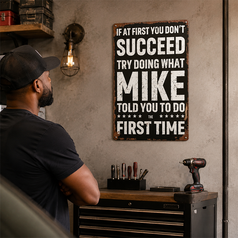 😄 Vintage Motivational Metal Sign: Witty Retro Wall Decor Plaque! 🛠️