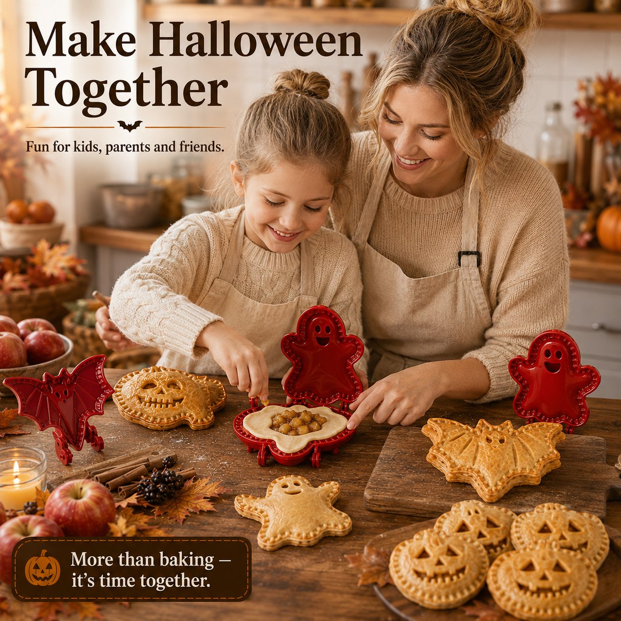 🎃 Halloween Mini Pie Mold Set – 8 Spooky Designs for Easy Festive Baking