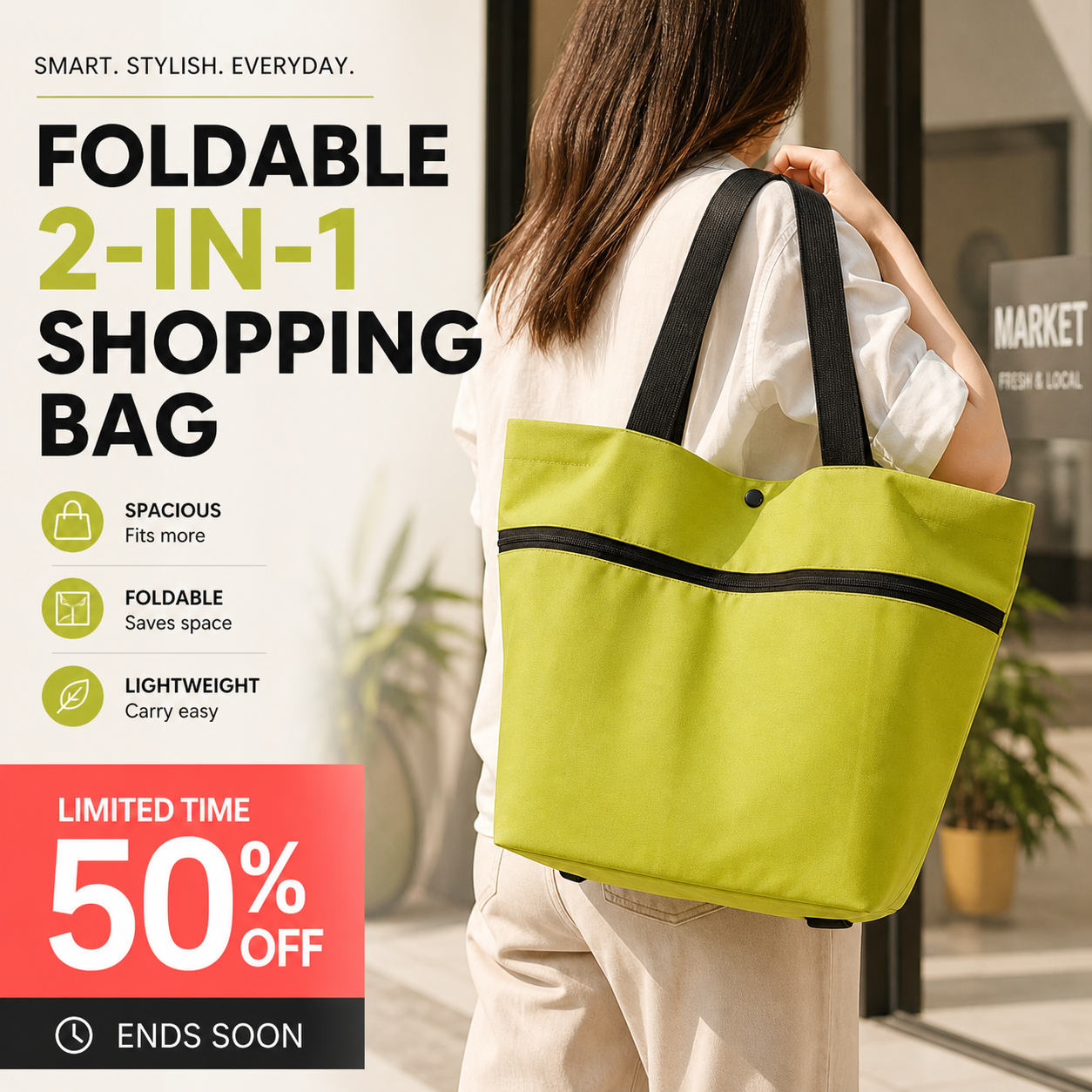 🔥HOT SALE 50% OFF🔥Foldable 2-in-1 Shopping Bag