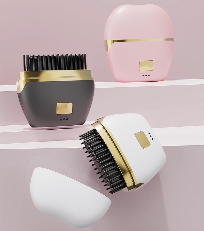 💇‍♀️Portable mini hair straightener brush with negative ions