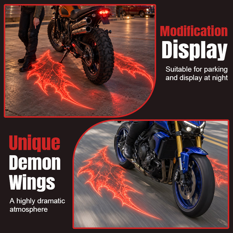 Motorcycle Devil Wing LED Projection Lights – Red Ground Effect for Night Rides