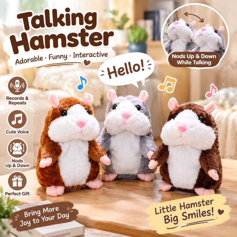 🐹 Talking hamster plush toy – repeats everything you say and shakes its head 🎁