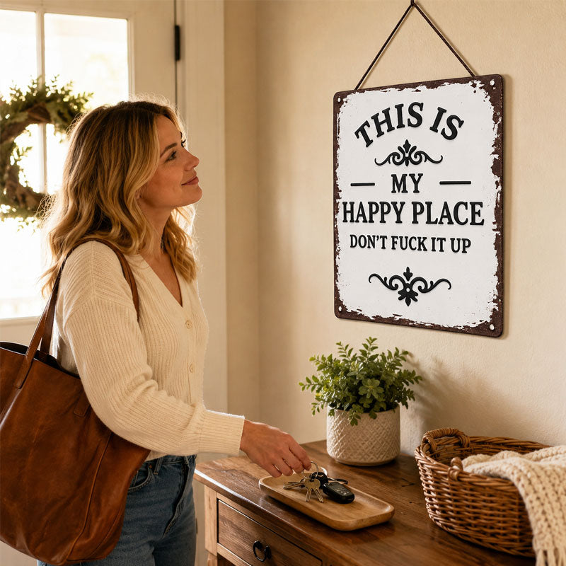 "This is my happy place" Rustic wooden hanging sign ✨🏡💖
