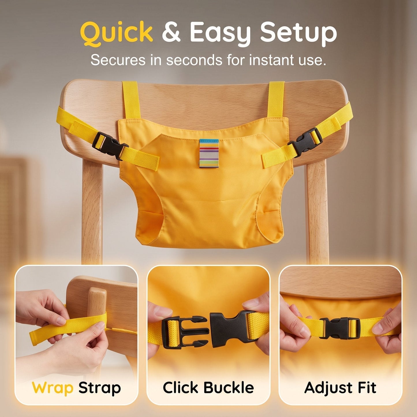 Child seat safety belts – Portable food strap holder