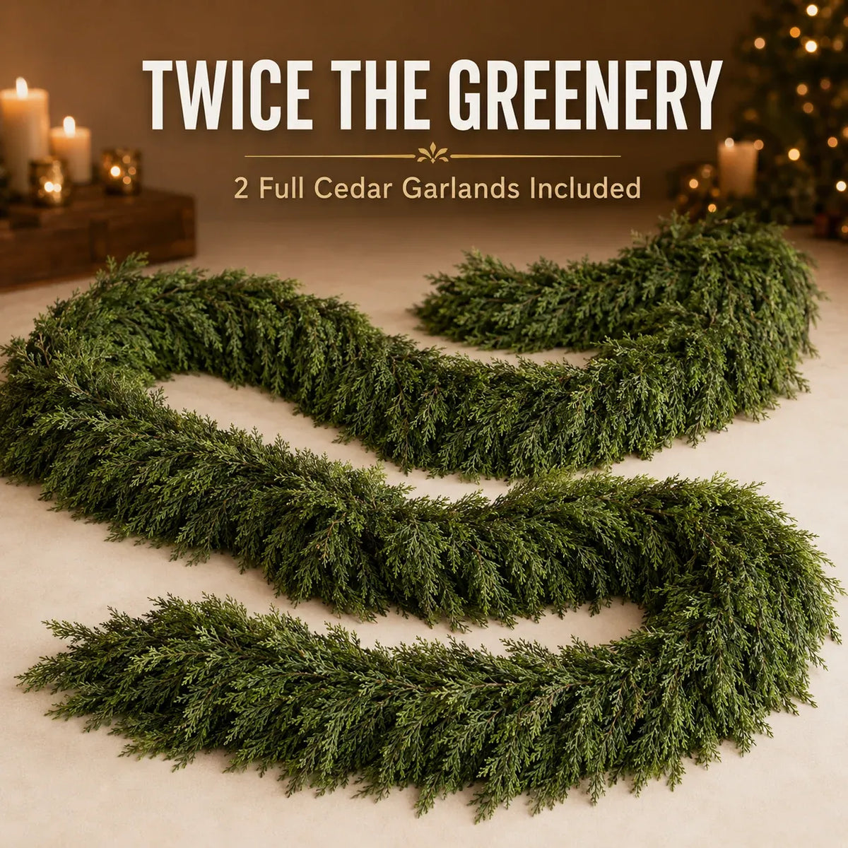 🎄 Realistic-Touch Cedar Garland — Lush Greenery for Christmas Decor