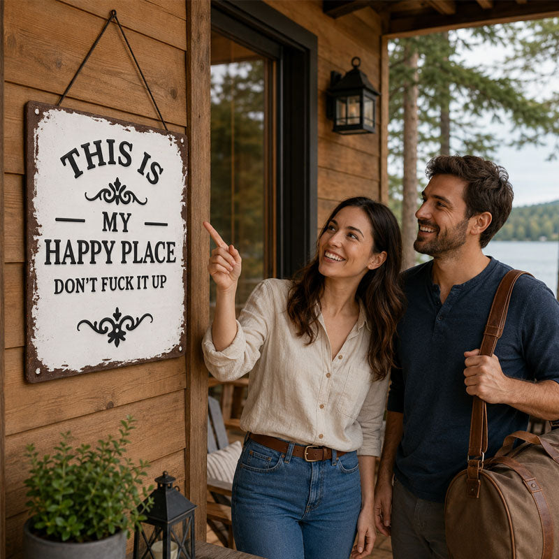 "This is my happy place" Rustic wooden hanging sign ✨🏡💖