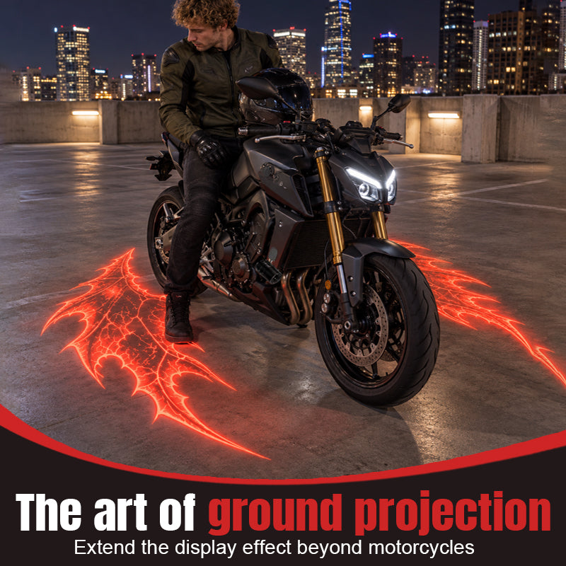 Motorcycle Devil Wing LED Projection Lights – Red Ground Effect for Night Rides