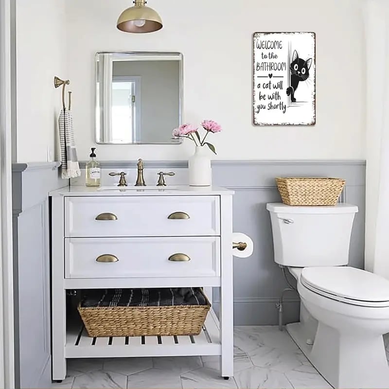 🔥Last day 49% off – Vintage black and white cat wall art