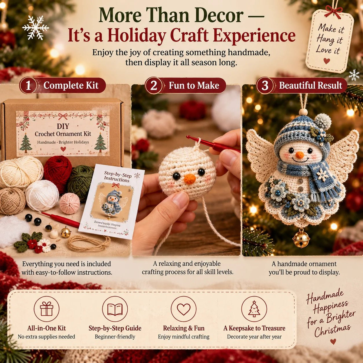 🎄 DIY kit for a crocheted Christmas angel ornament – Make it yourself, hang it up, and cherish it✨