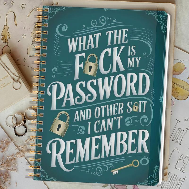 ⏰Sale last 4 hours: Save 49% - 📅Funny password notebook - Spiral bound with lock icons and fun security phrases✍️