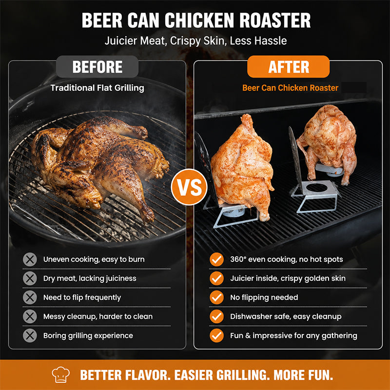 🍻Beer Can Chicken Roaster Stand – Enjoy Crispy Skin & Super Tender, Juicy Meat! 🍗✨