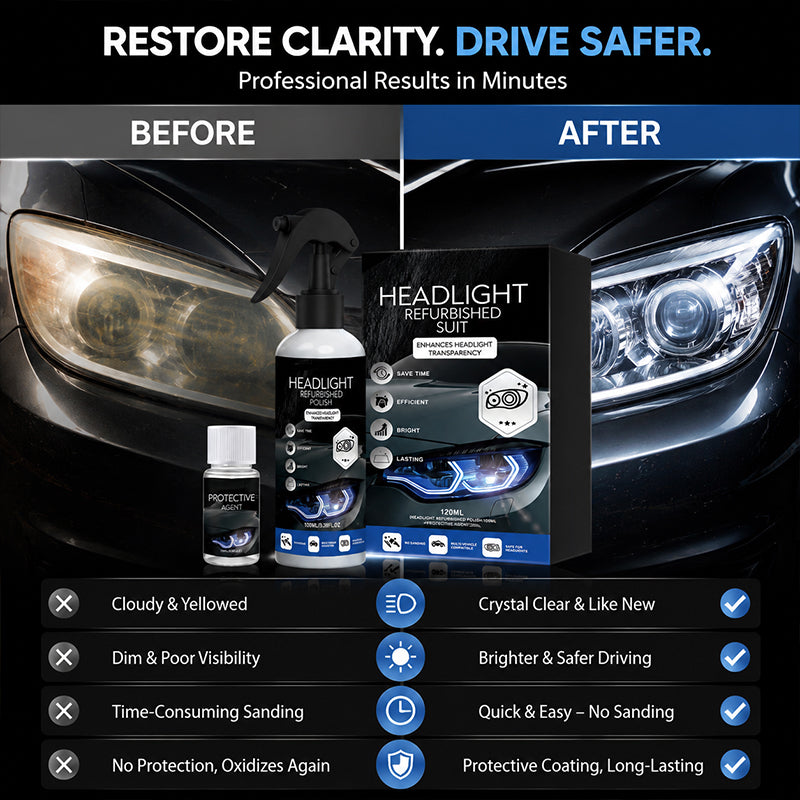 Car Headlight Restoration Spray Kit