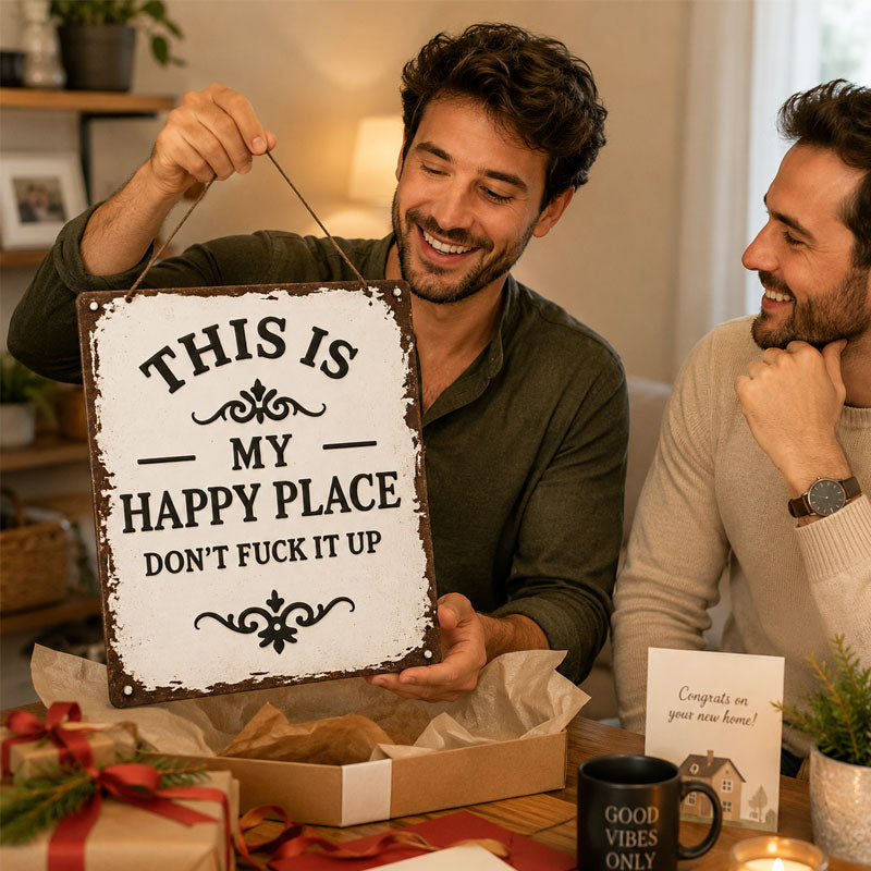 "This is my happy place" Rustic wooden hanging sign ✨🏡💖