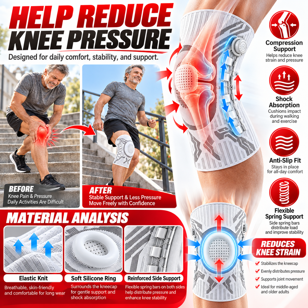 🏃Dial-Adjustable Sports Knee Brace with Alloy Spring Support