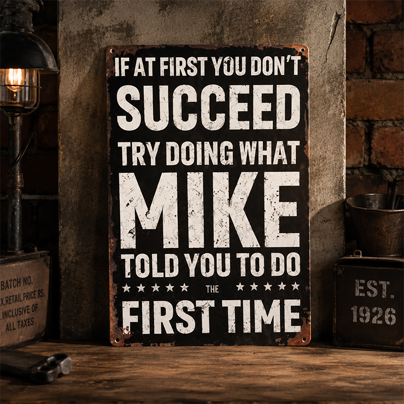 😄 Vintage Motivational Metal Sign: Witty Retro Wall Decor Plaque! 🛠️