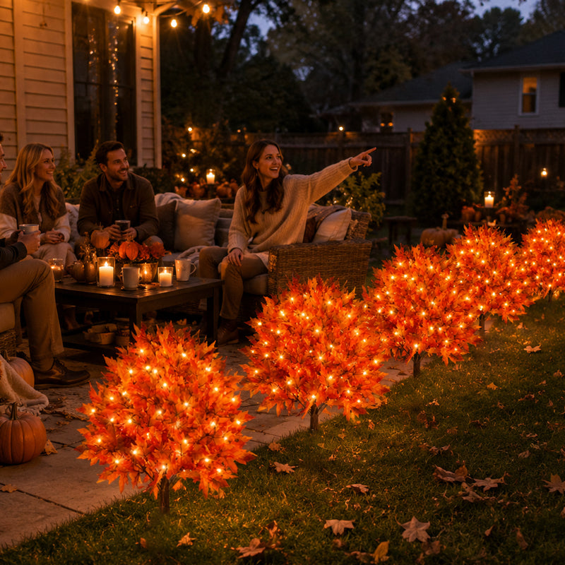 🍁Light-Up Autumn Maple Garden Stakes – Festive Autumn Countdown! 🍂✨