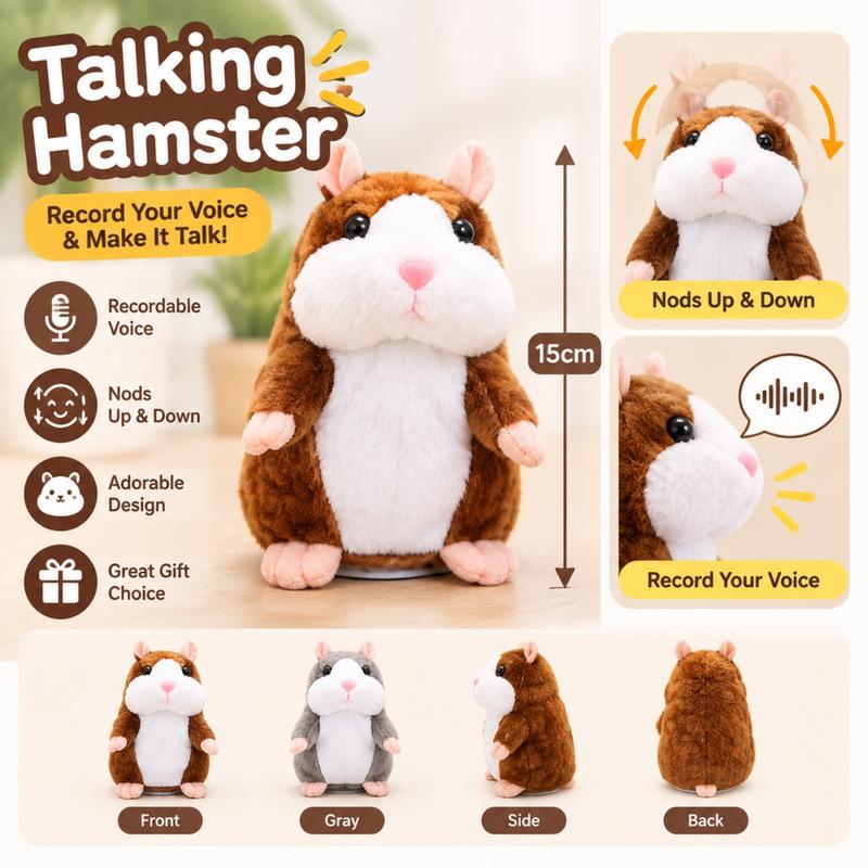 🐹 Talking hamster plush toy – repeats everything you say and shakes its head 🎁