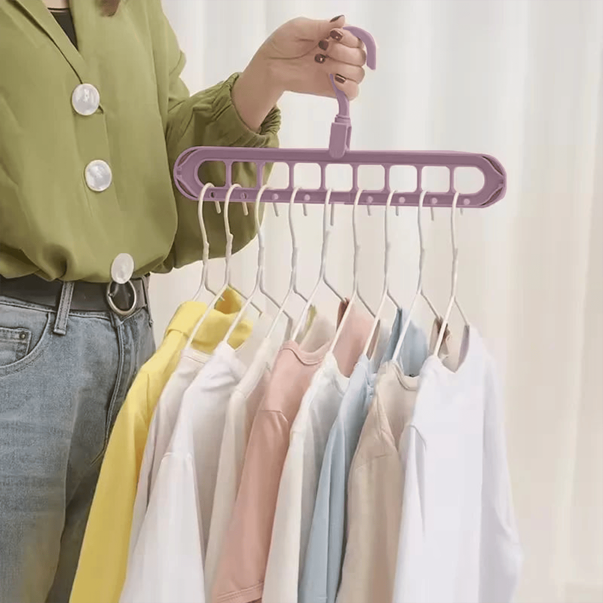🔥👚 Multifunctional clothes drying rack with a nine-hole design—freeing up to 85% of your wardrobe space!