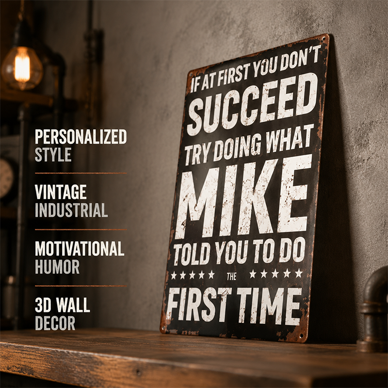 😄 Vintage Motivational Metal Sign: Witty Retro Wall Decor Plaque! 🛠️